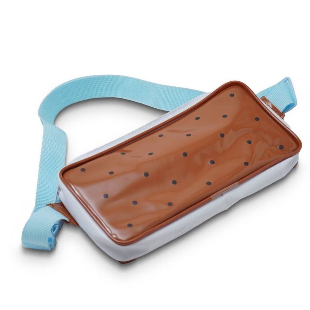 Ice Cream Sandwich PVC Fanny Pack Brown Blue Waterproof All Ages NWT Bullseye